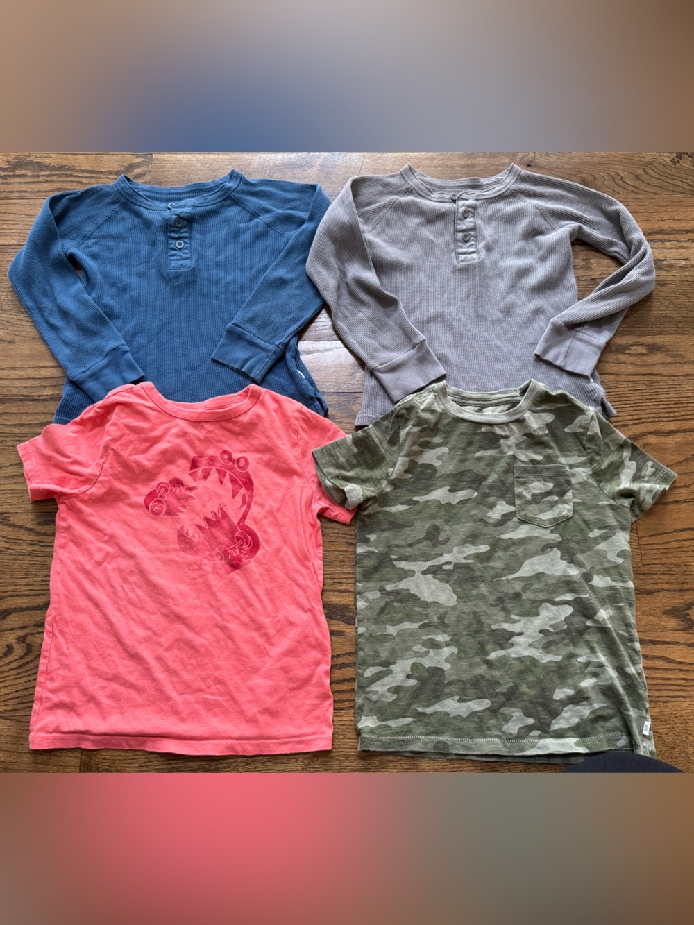 GAP Kids Shirt Bundle Boys Small (6-7) Waffle Henley Graphic Tee Camo Pocket Lot